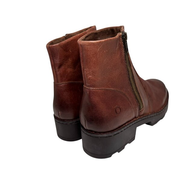 Born Women Tricia Brown Leather Moto Biker Zip Ankle Boots size 11 NEW - Picture 4 of 5